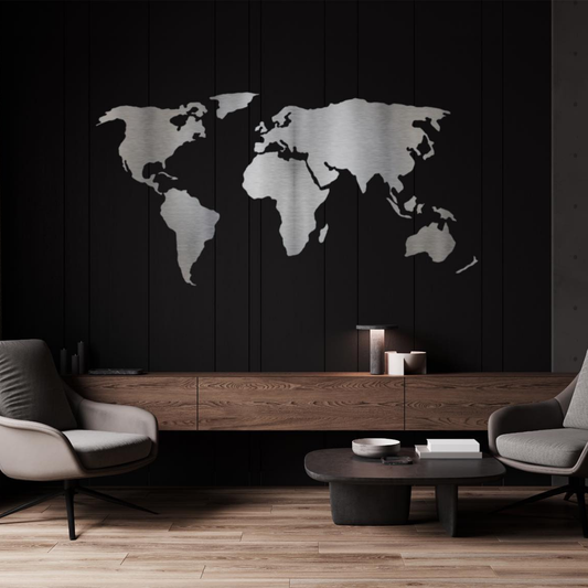 Steel Worldmap | RVS | Formaat L
