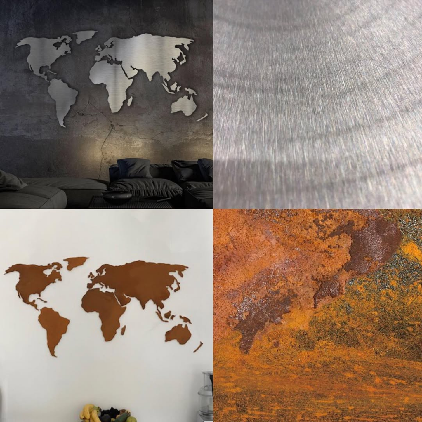 Steel Worldmap | RVS | Formaat L
