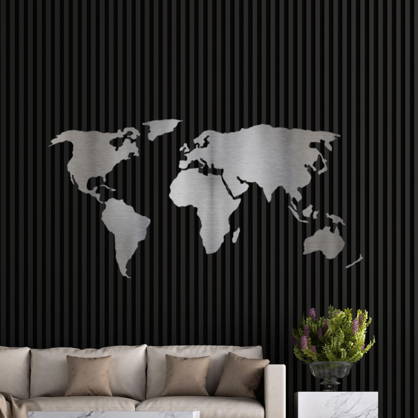 Steel Worldmap | RVS | Formaat L