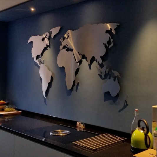 Steel Worldmap | RVS | Formaat L