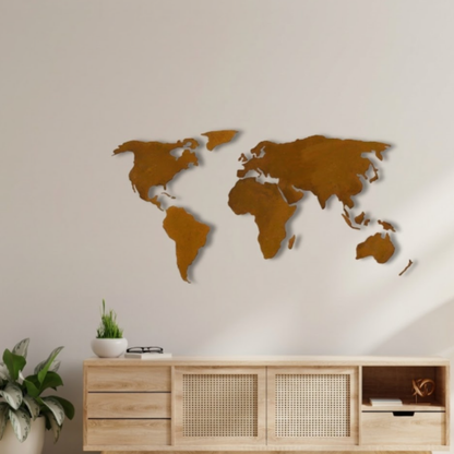 Steel Worldmap | Corten | Formaat L