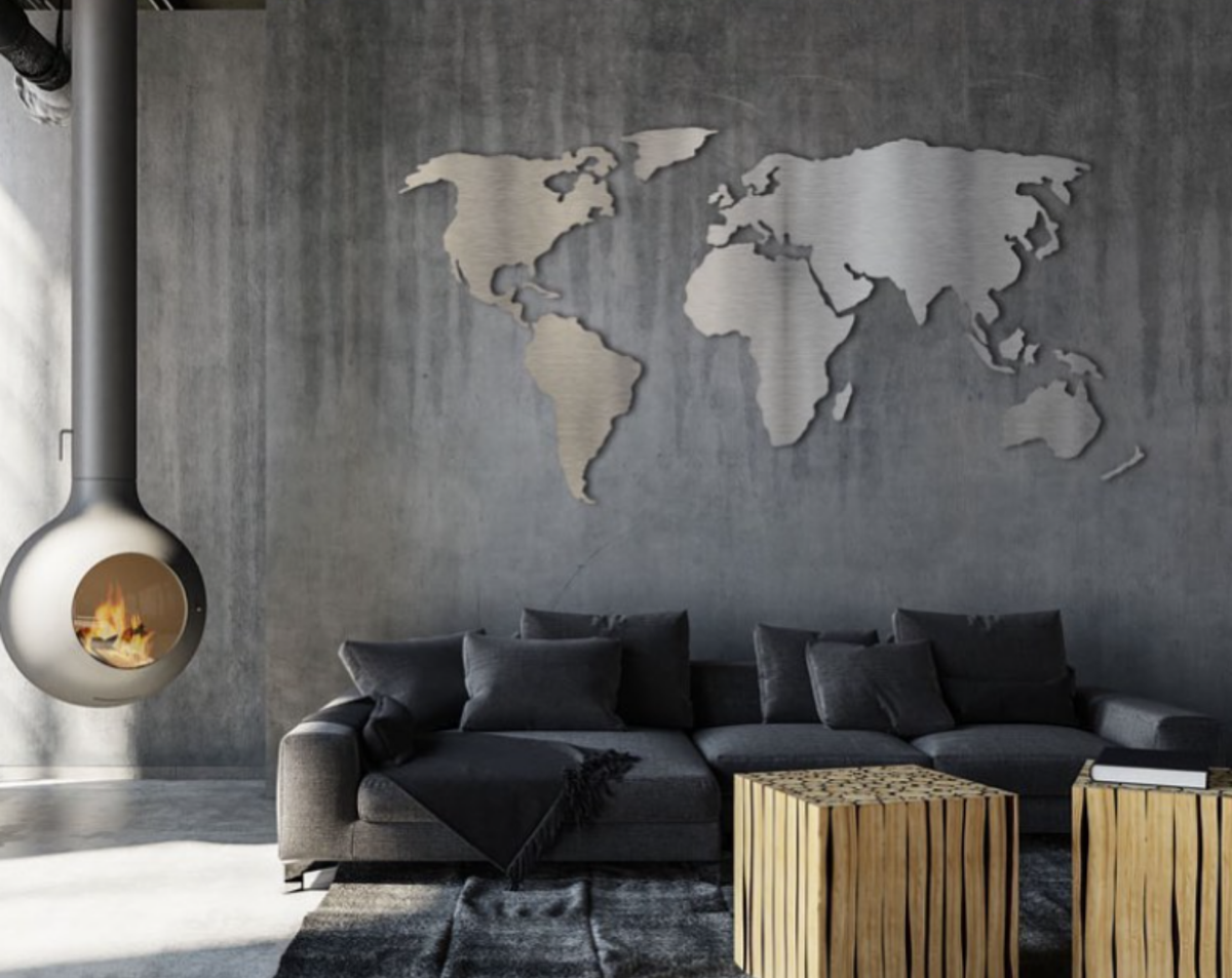Steel Worldmap | RVS | Formaat L