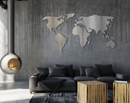 Steel Worldmap | RVS | Formaat L
