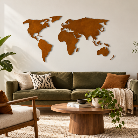 Steel Worldmap | Corten | Formaat M